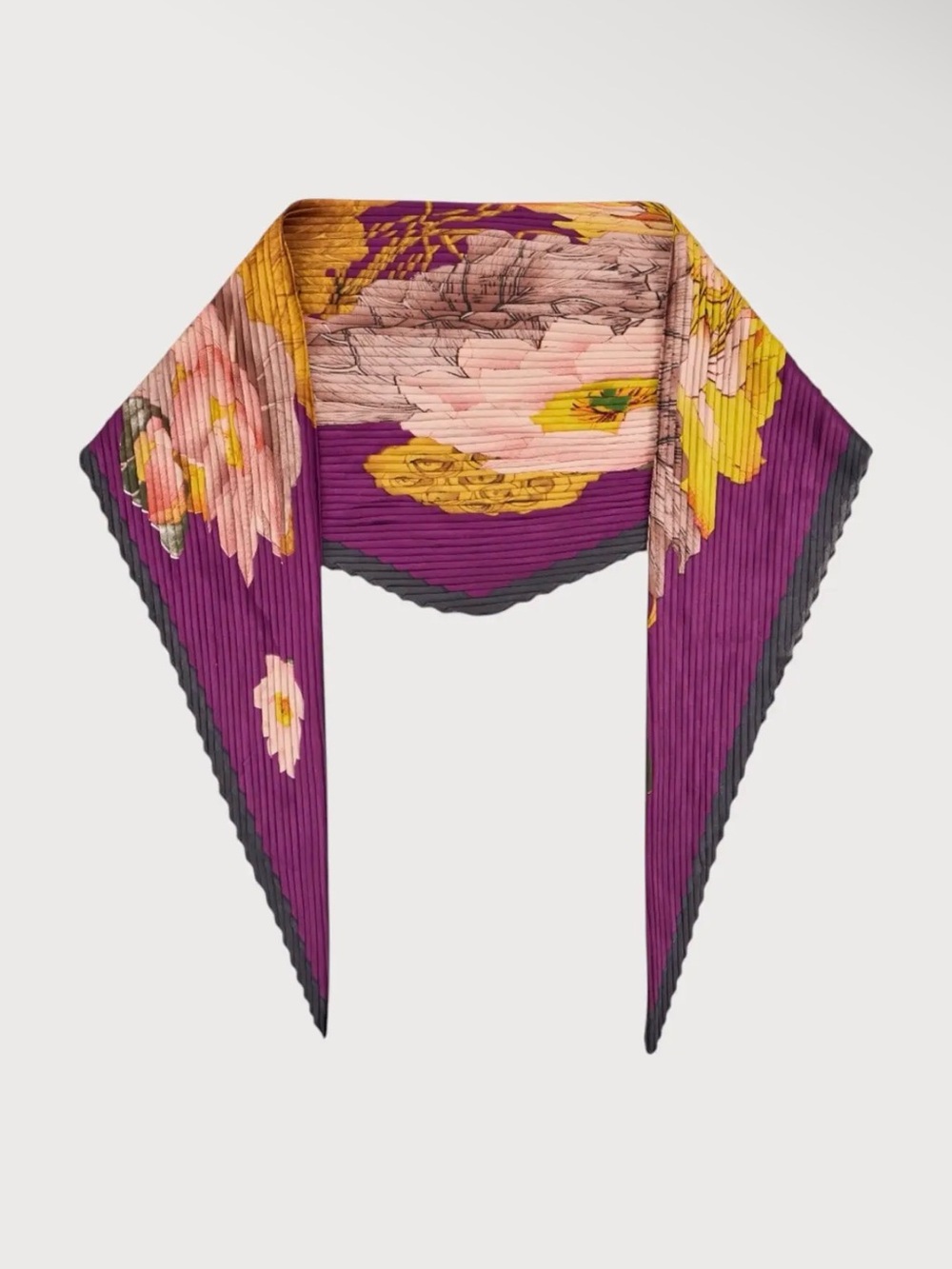 Botanical Purple Accordian Statement Scarf NWT Stunning